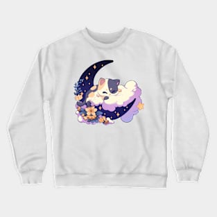 Kawaii Sleepy Cat Adorable Cat Cute Gift  For Cat Lover Crewneck Sweatshirt